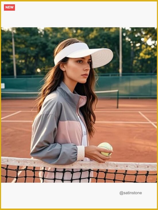Wide Brim Sun Visor Hat UPF50+ UV Protection Adjustable Visor for Women Golf